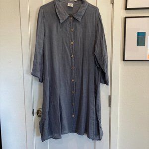 CLICK 100% linen XXL XL FLAW long jacket shacket tunic linen light weight